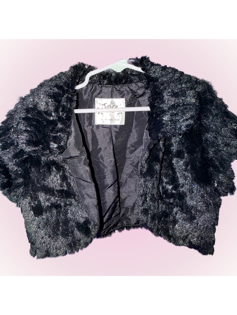 Girls Size 8 Soft Black Cropped Sweater with Sequins by Justice